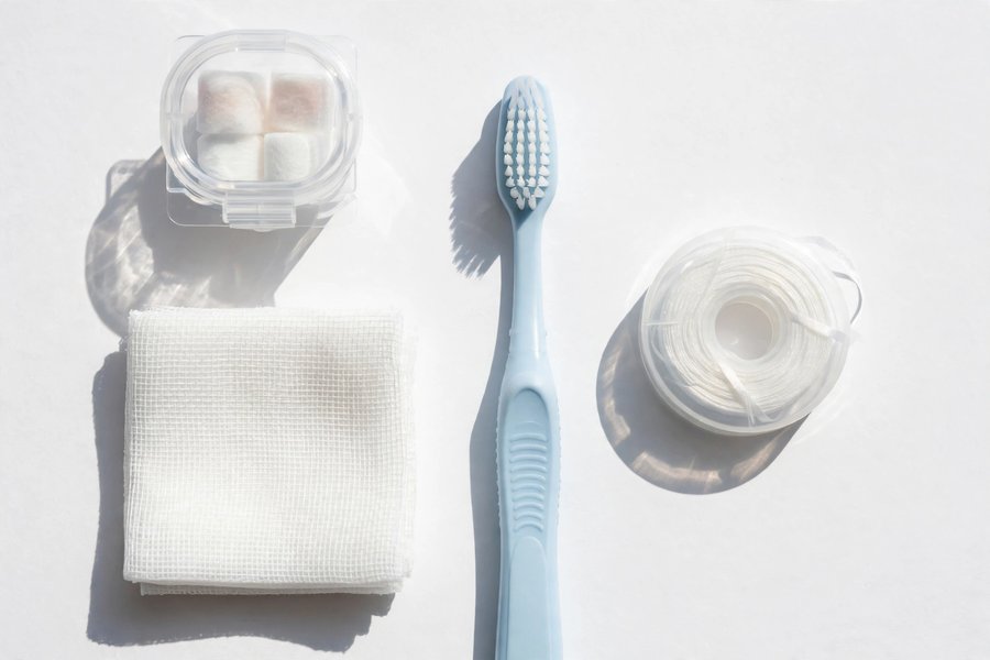 Dental emergency kit with gauze, toothbrush and floss for emergency dental help in Arkansas